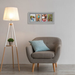 AK Frames 50X20Cm Light Grey Modern Multi Photo Frame With Mid Grey Mount - Holds 4 Apertures (4X) 6X4 Photos - thumbnail 3