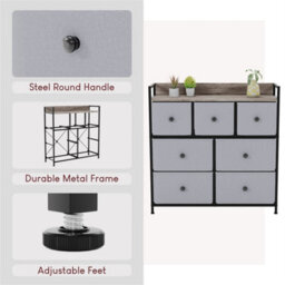 7 Drawer Modern Fabric Chest Of Drawers Storage Beige & Grey Bedroom Furniture - thumbnail 3