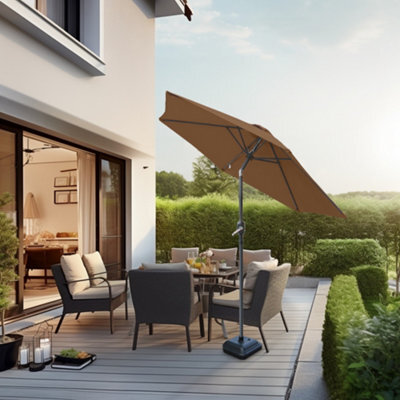 Sundaze 2.5M Coffee Garden Parasol Umbrella Sun Shade Canopy With Hand Crank Tilt Function - image 1