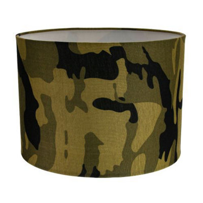 Happy Homewares Stylish Green And Black Army Camouflage Drum 10 Lampshade For Table Or Pendant - image 1