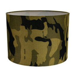 Happy Homewares Stylish Green And Black Army Camouflage Drum 10 Lampshade For Table Or Pendant - thumbnail 1