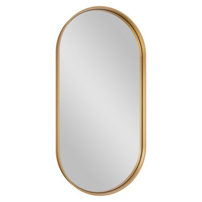 GoodHome Tisa Gold Effect Oval Wall-Mounted Bathroom Mirror (H)80Cm (W)40Cm - image 1