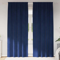 Berkfield Blackout Curtains With Top Tape 2 Pcs Dark Blue Velvet