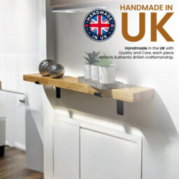 MKGT Oak Wall Shelf  Wall-Mounted, Rustic Kitchen Wooden Board With Down Brackets (120 Cm Long) - thumbnail 3