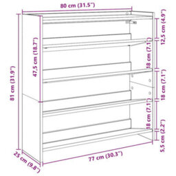 Berkfield Elegant Shoe Rack Grey Sonoma 80X25X81 Cm Engineered Wood - thumbnail 9