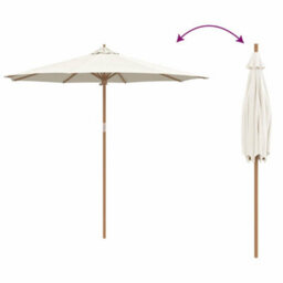 Berkfield Garden Parasol Cream White 270 X 270 X 260 Cm Bamboo - thumbnail 6