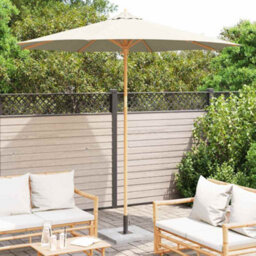 Berkfield Garden Parasol Cream White 270 X 270 X 260 Cm Bamboo - thumbnail 3