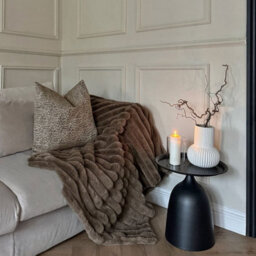 rucomfy Beanbags Rucomfy Ribbed Faux Fur Blanket - Chocolate Soft Cosy Luxury Throw For Bed & Sofa - thumbnail 1