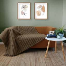 rucomfy Beanbags Rucomfy Ribbed Faux Fur Blanket - Chocolate Soft Cosy Luxury Throw For Bed & Sofa - thumbnail 3