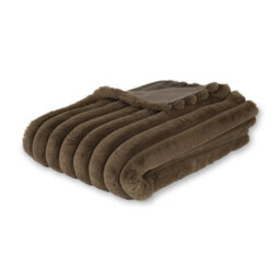 rucomfy Beanbags Rucomfy Ribbed Faux Fur Blanket - Chocolate Soft Cosy Luxury Throw For Bed & Sofa - thumbnail 4