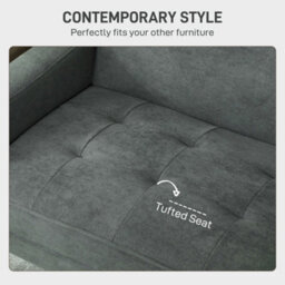 Wyld Haus Pafa Velvet-Feel 2-Seater Sofa In Dark Grey With Natural Wood Legs 130W X 74.5D X 82H Cm - thumbnail 5