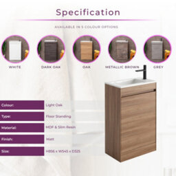 Plum&clay Rigel Natural Oak Floor Standing Cloakroom Vanity Unit With Ceramic Basin (W)55Cm (H)86Cm - thumbnail 4