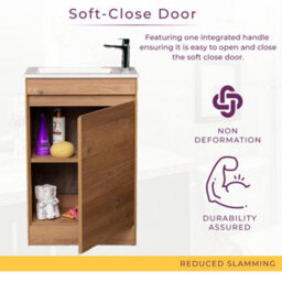 Plum&clay Rigel Natural Oak Floor Standing Cloakroom Vanity Unit With Ceramic Basin (W)55Cm (H)86Cm - thumbnail 3