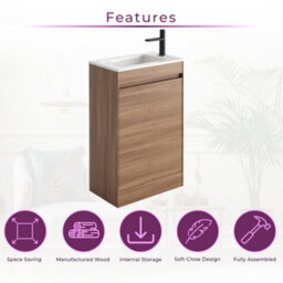 Plum&clay Rigel Natural Oak Floor Standing Cloakroom Vanity Unit With Ceramic Basin (W)55Cm (H)86Cm - thumbnail 2