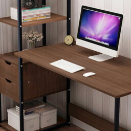 Computer Desk Pc Laptop Table Workstation W/ Bookshelf & Drawers Home Office - thumbnail 3