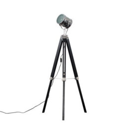 Valuelights Starboard Black & Chrome Photography/film Studio Style Adjustable Spotlight Tripod Floor Lamp With Led Bulb