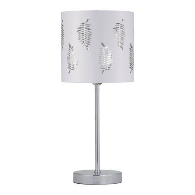First Choice Lighting Chrome Touch Operated Table Lamp With White Fern Shade - image 1