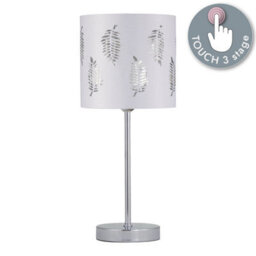 First Choice Lighting Chrome Touch Operated Table Lamp With White Fern Shade - thumbnail 2