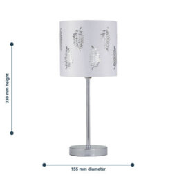 First Choice Lighting Chrome Touch Operated Table Lamp With White Fern Shade - thumbnail 6