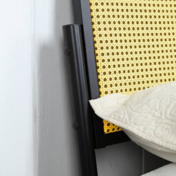 SlumberWorx Cheshunt Black Metal Rattan Headboard Bed Frame - Double / King - thumbnail 4