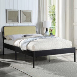 SlumberWorx Cheshunt Black Metal Rattan Headboard Bed Frame - Double / King - thumbnail 1