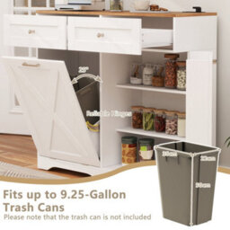 Tilt Out Trash Can Cabinet With Outlets And 2 Drawers - thumbnail 5