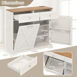 Tilt Out Trash Can Cabinet With Outlets And 2 Drawers - thumbnail 2