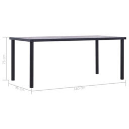 Berkfield Modern Dining Table Black And Concrete Grey 180X90X75 Cm Mdf - thumbnail 5