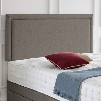 "Urban Textures - Porto Luxury 20"" High Boucle Fabric Upholstered Headboard - Brown" - image 1