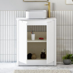 Royal Bathrooms Avenza 600mm Matt White Floor Standing Bathroom Vanity Unit 2 Door With Elena Basin - thumbnail 5