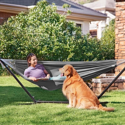 Songmics Garden Hammock, Includes Bag, Carabiners And Straps, For Camping Or Outdoor Lounging, Grey (Stand Not Included) - image 1