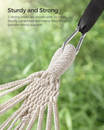 Songmics Garden Hammock, Includes Bag, Carabiners And Straps, For Camping Or Outdoor Lounging, Grey (Stand Not Included) - thumbnail 4