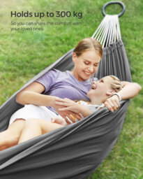 Songmics Garden Hammock, Includes Bag, Carabiners And Straps, For Camping Or Outdoor Lounging, Grey (Stand Not Included) - thumbnail 3