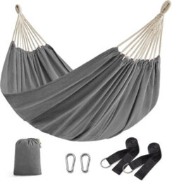 Songmics Garden Hammock, Includes Bag, Carabiners And Straps, For Camping Or Outdoor Lounging, Grey (Stand Not Included) - thumbnail 8