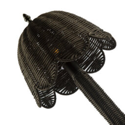 Happy Homewares Washed Black Woven Rattan Table Lamp With Scallop Shade And Switch - thumbnail 3