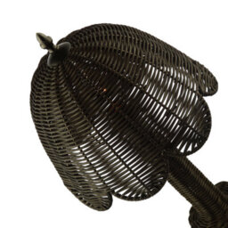 Happy Homewares Washed Black Woven Rattan Table Lamp With Scallop Shade And Switch - thumbnail 5