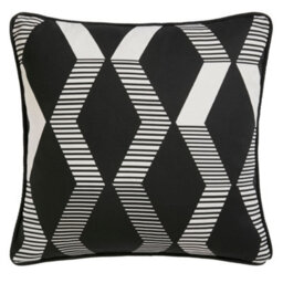 Fusion Rico Uv & Water Resistant Zig Zag Geo Print Black Outdoor Cushion - thumbnail 2