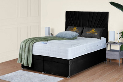 UKBEDFURNITURE Sunrise Plush Black End Opening Divan Ottoman Bed With 54 Inch Headboard - image 1