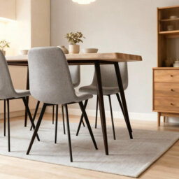 Home Source Avara 120Cm Oak-Effect Dining Table & 4 Ashford Off-White Bouclé Chairs Set - thumbnail 2