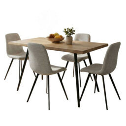 Home Source Avara 120Cm Oak-Effect Dining Table & 4 Ashford Off-White Bouclé Chairs Set - thumbnail 5