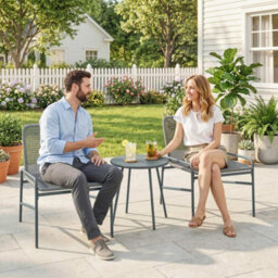 Outsunny Rattan Bistro Set With 2 Chairs & Round Table For Patio, Dark Grey - thumbnail 8