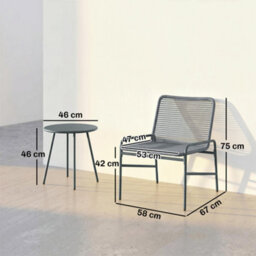 Outsunny Rattan Bistro Set With 2 Chairs & Round Table For Patio, Dark Grey - thumbnail 3