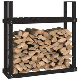 Walplus Firewood Rack Black 110X35X108.5 Cm Solid Wood Pine - thumbnail 4