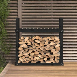 Walplus Firewood Rack Black 110X35X108.5 Cm Solid Wood Pine - thumbnail 3