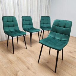 Kosy Koala Modern Rectangle Glass Dining Table Set With 4 Green Velvet Chairs Dining Room Furniture - thumbnail 2