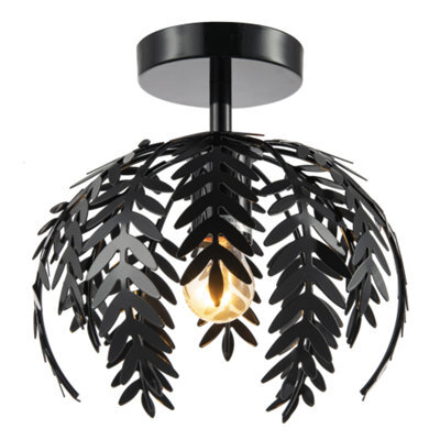 Happy Homewares Contemporary Fern Leaf Designed Ceiling Lighting Fitting In Black Gloss Finish - image 1