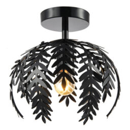 Happy Homewares Contemporary Fern Leaf Designed Ceiling Lighting Fitting In Black Gloss Finish