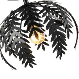 Happy Homewares Contemporary Fern Leaf Designed Ceiling Lighting Fitting In Black Gloss Finish - thumbnail 3