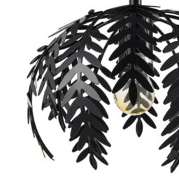 Happy Homewares Contemporary Fern Leaf Designed Ceiling Lighting Fitting In Black Gloss Finish - thumbnail 4