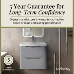 Balterley Dunwood Wall Hung 2 Drawer Bathroom Vanity Unit & Polymarble Basin, Satin Grey, 550mm - thumbnail 4